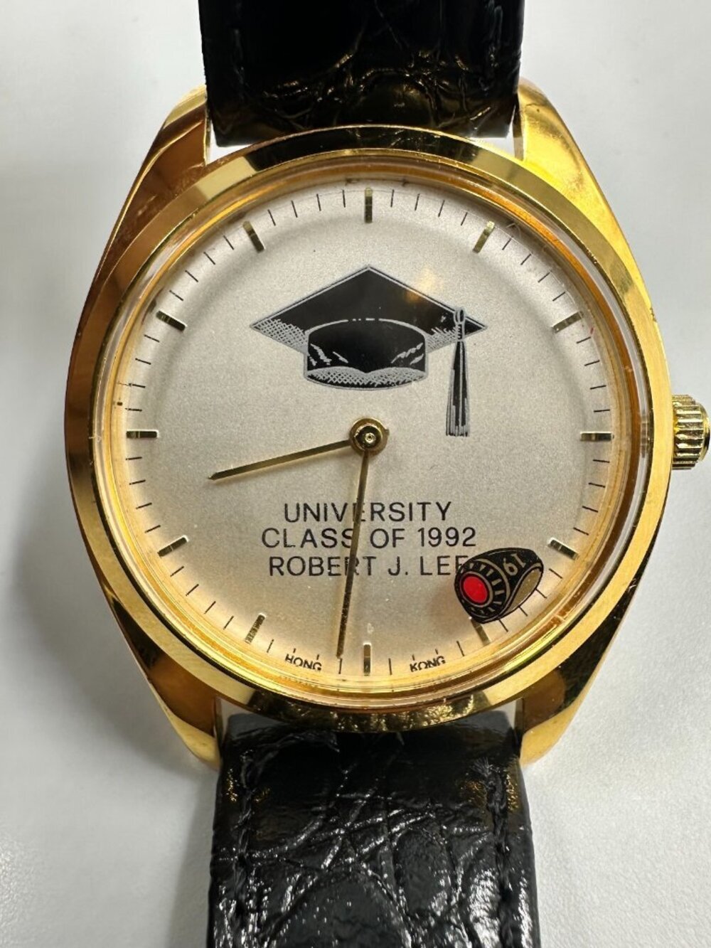 Vintage Manual Wind Watch University Class 1992 Robert J Lee Rotating Ring Works